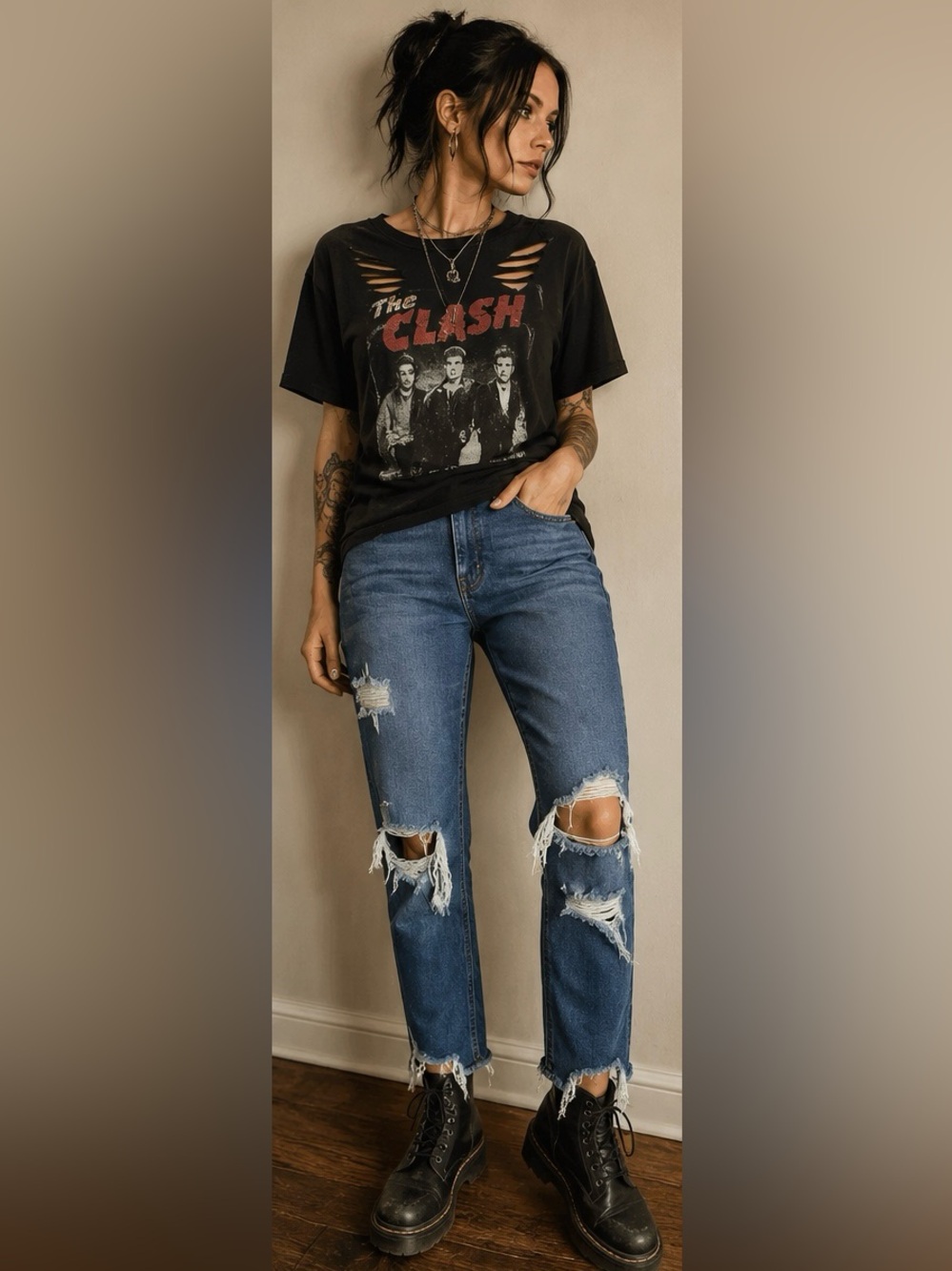 JBD Just Black Denim Distressed Boyfriend Jeans Raw Hem Medium Wash Size 27